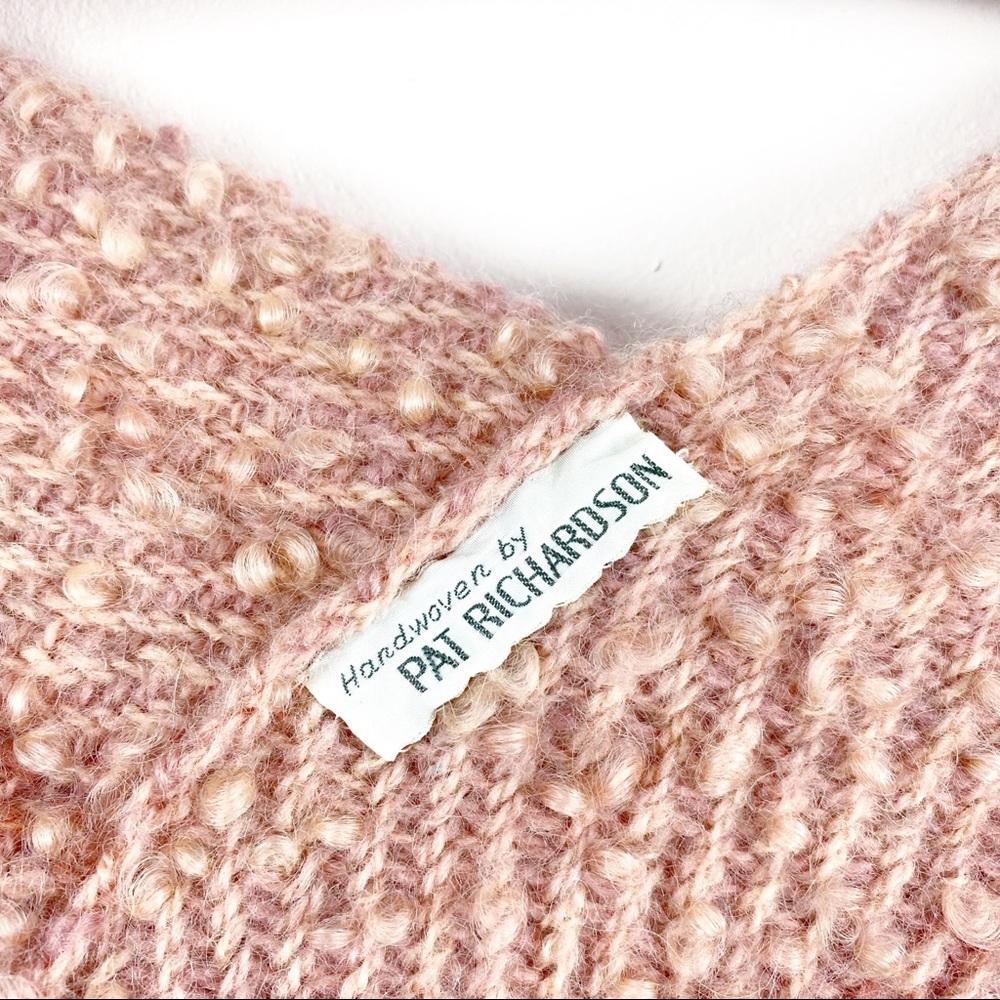 VTG 50s Handmade Boucle Fringe Wool Granny Shawl - Picture 14 of 14